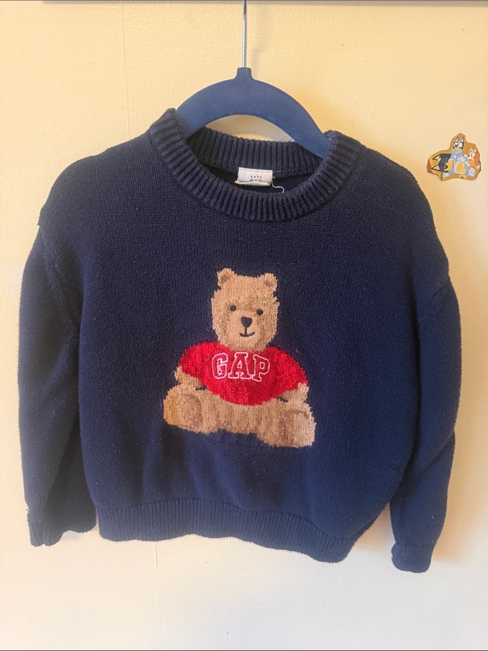 GAP Navy Knit Sweater with Teddy Bear Motif